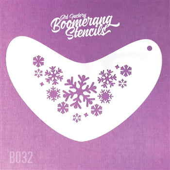 Boomerang snapped stencil with snowflakes made for face painting