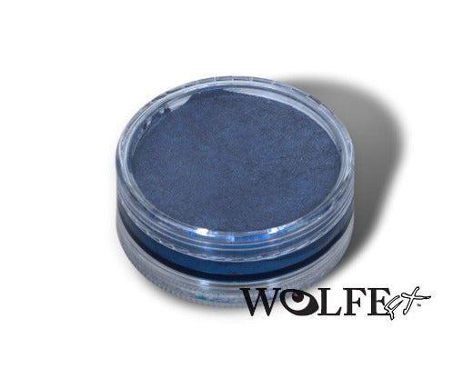 Wolfe Metallix Blue face paint in clear medium jar 