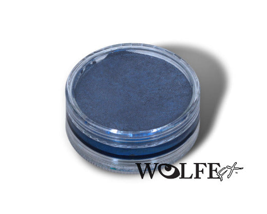Wolfe Metallix Blue face paint in clear medium jar