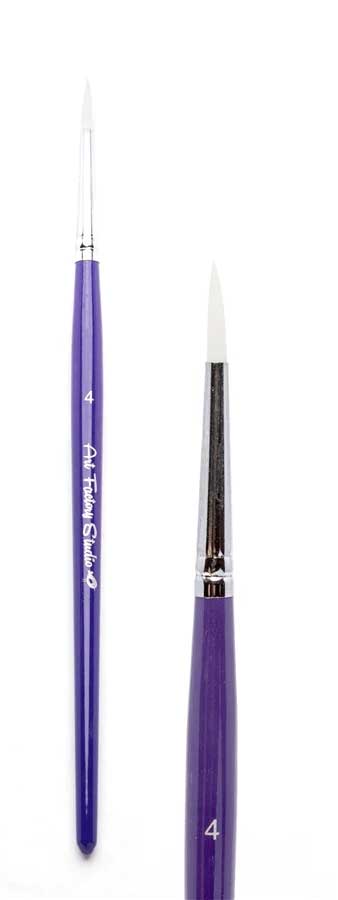 face painting artist brush white bristles with purple handle size round #4