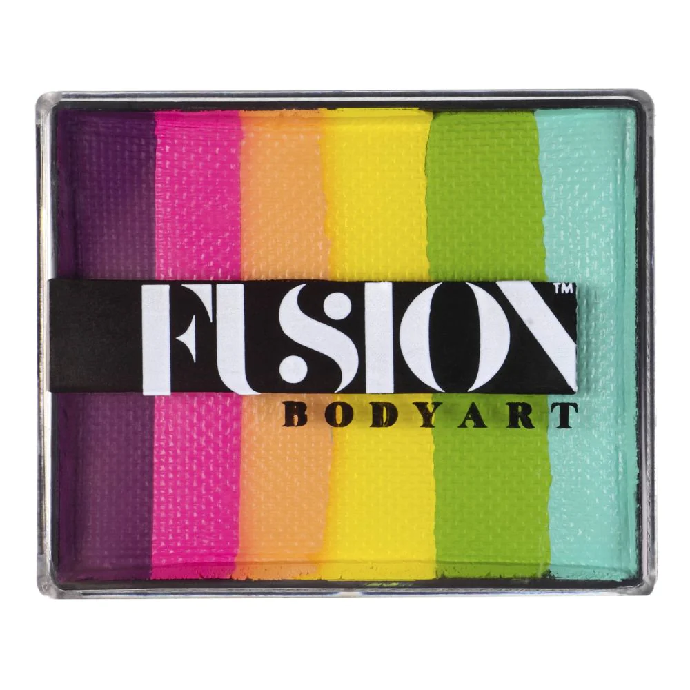 face paint in rectangle six strips of face paint to create a bright pastel rainbow called unicorn party by fusion body art