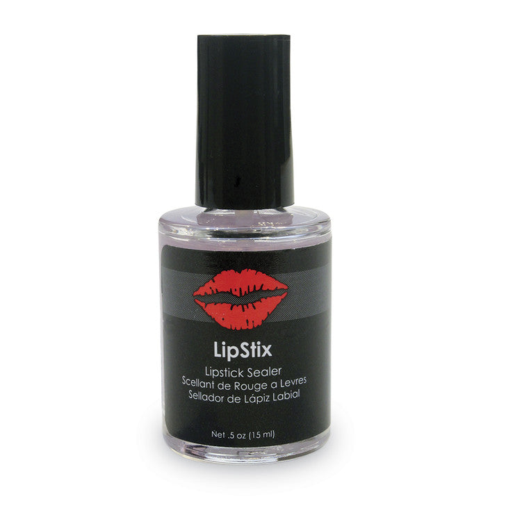 Nail polish stile bottle with black label show red kiss lips filled with sealer for lipstick