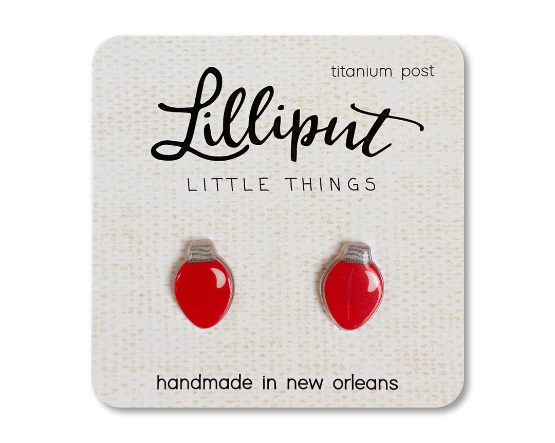 Lillput Earrings Red Christmas Holiday Lights