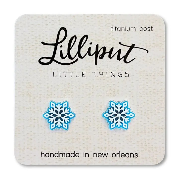 Snowflake earrings hand made by Lilliput Little Things for face painters, balloon twisters and clowns
