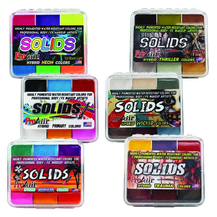 ProAiir Solids Palettes water-proof mfx makeup six palettes in a variety of colors at Extreme Makeup FX