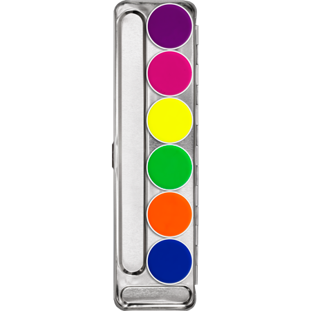 Kryolan Aquacolor Day Glow UV Reactive Palette of face paint- 6 colors