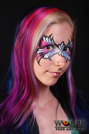 pretty face paint mask in pink and blue